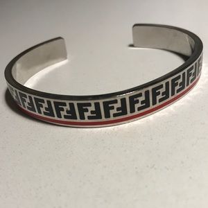 Fendi Silver ‘Forever Fendi’ Cuff Bracelet